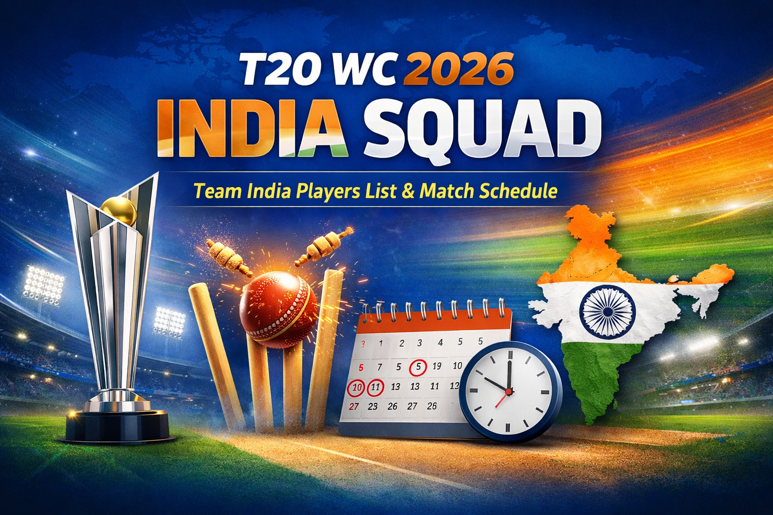 T20 WC 2026 India Squad: Team India Players List & Match Schedule