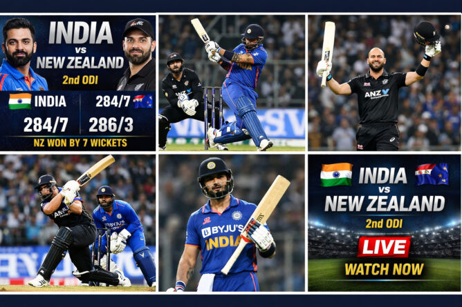 alt="India vs New Zealand 2nd ODI today match run score, New Zealand won by 7 wickets"